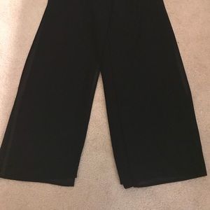 Black chiffon pants with maxi skirt look